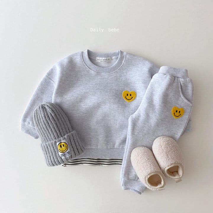 DAILY BEBE - Korean Children Fashion - #Kfashion4kids - Hear Smile Top Bottom Set - 6