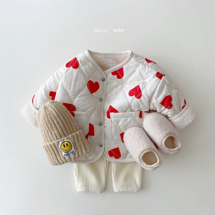 DAILY BEBE - Korean Children Fashion - #Kfashion4kids - Reversible Heart Quilting Jumper - 5