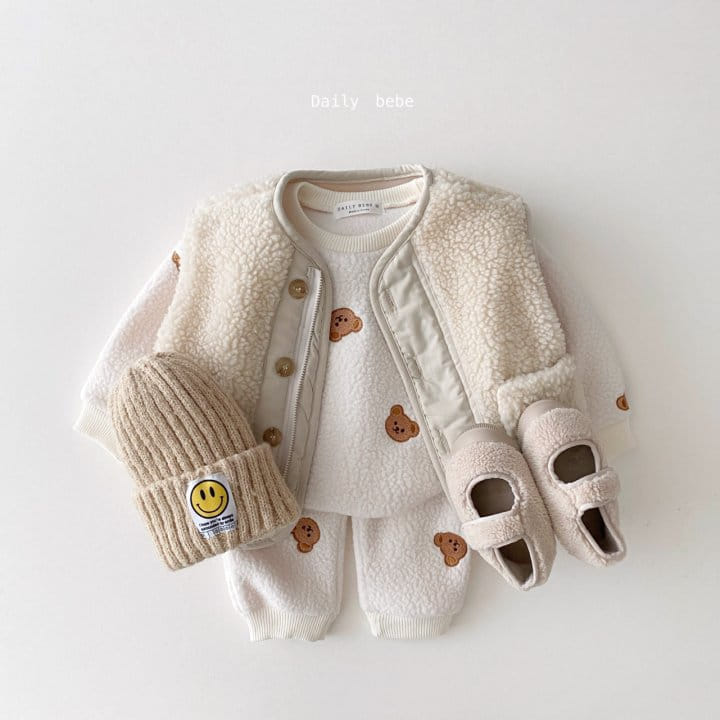 DAILY BEBE - Korean Children Fashion - #Kfashion4kids - Embroidery Fleece Top Bottom Set - 6