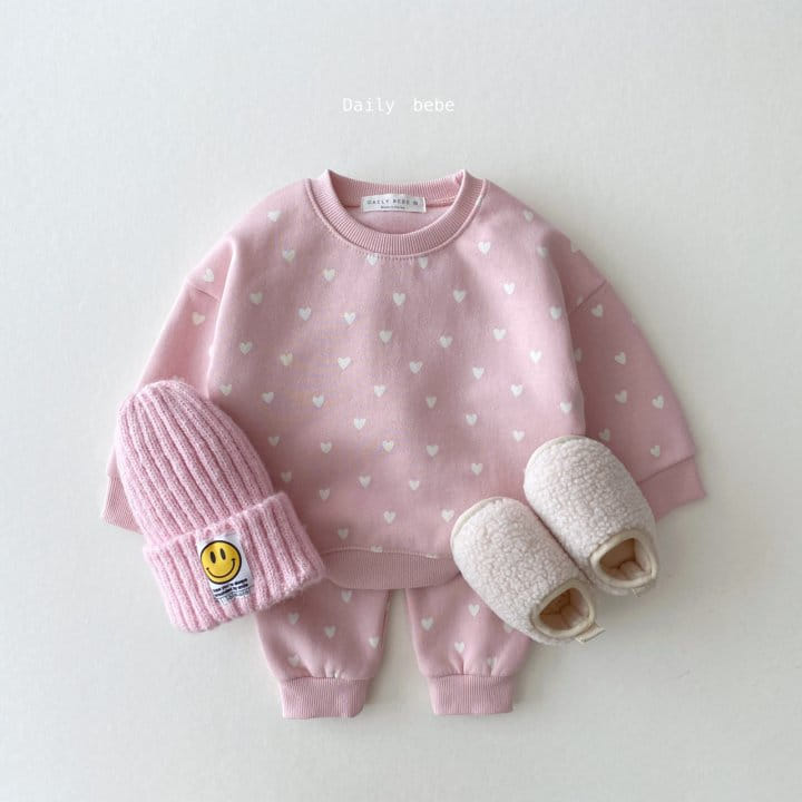 DAILY BEBE - Korean Children Fashion - #Kfashion4kids - Heart Top Bottom Set - 4