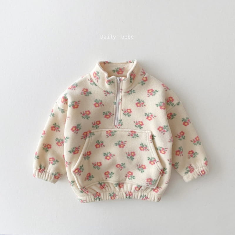 DAILY BEBE - Korean Children Fashion - #Kfashion4kids - Flower Anorak Top Bottom Set - 2