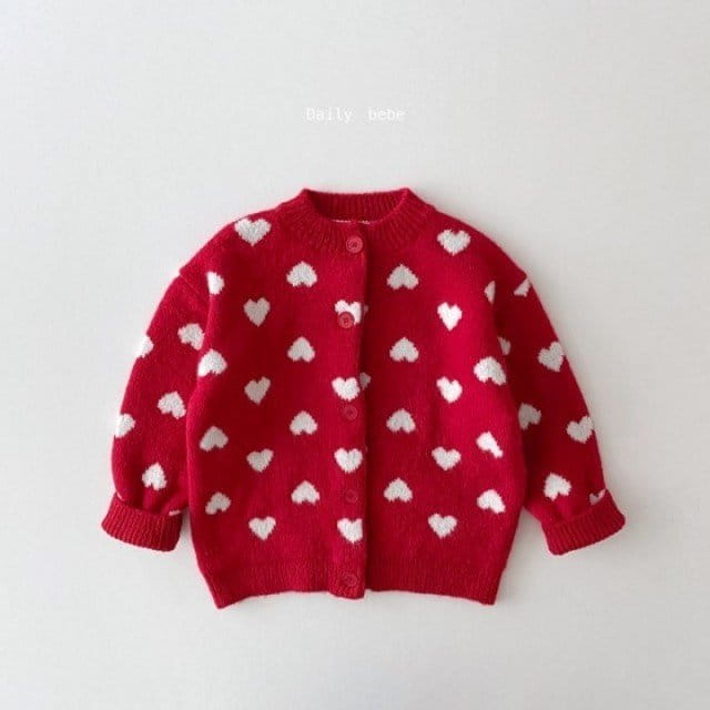 DAILY BEBE - Korean Children Fashion - #Kfashion4kids - Heart Cardigan - 2