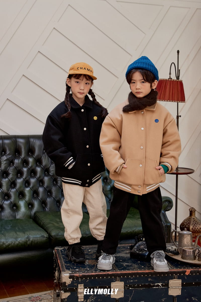 ELLYMOLLY - Korean Children Fashion - #Kfashion4kids - Smile Varsity Jacket - 5