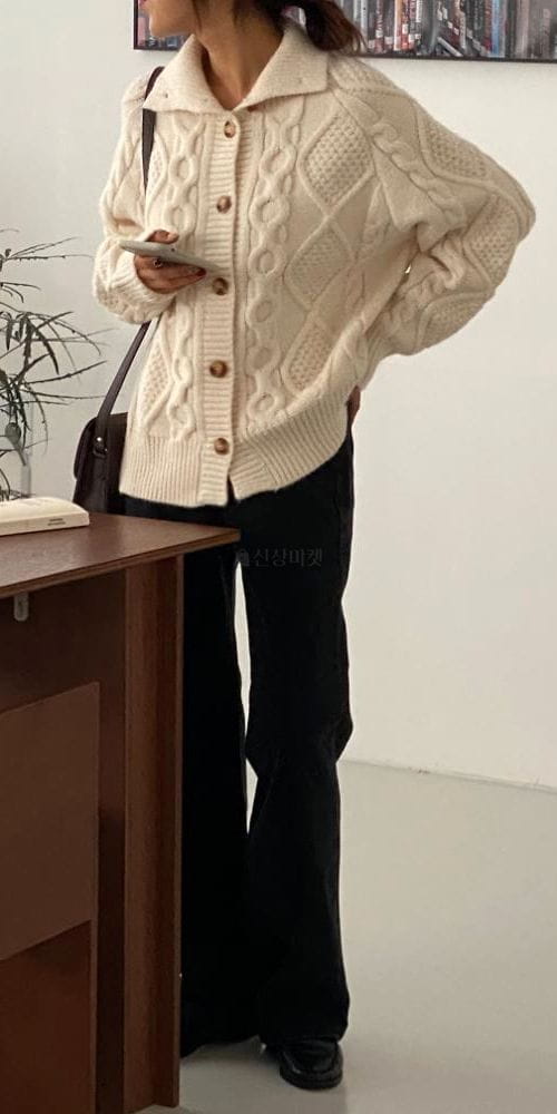 FLOW IN - Korean Children Fashion - #Kfashion4kids - Cable Turtleneck Cardigan - 8