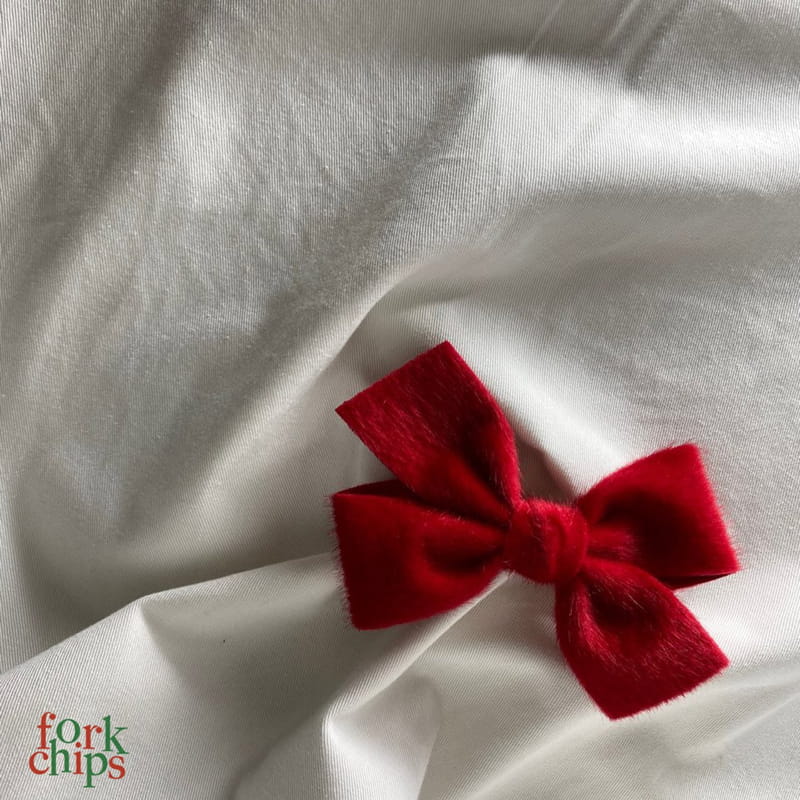 FORK CHIPS - Korean Children Fashion - #Kfashion4kids - White Snow Ribbon Hair Pin - 4