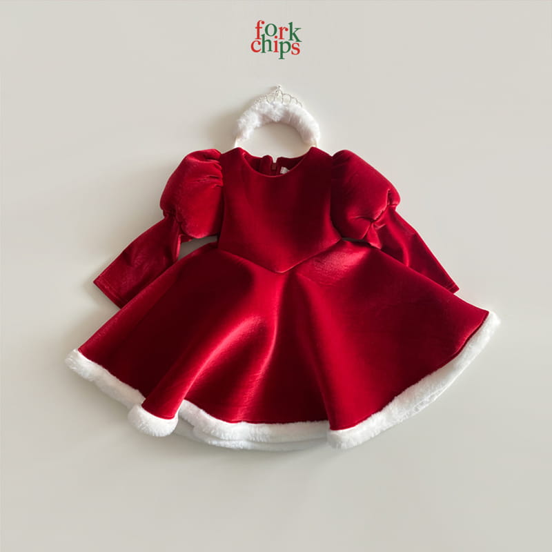 FORK CHIPS - Korean Children Fashion - #Kfashion4kids - Merry White Snow One-piece