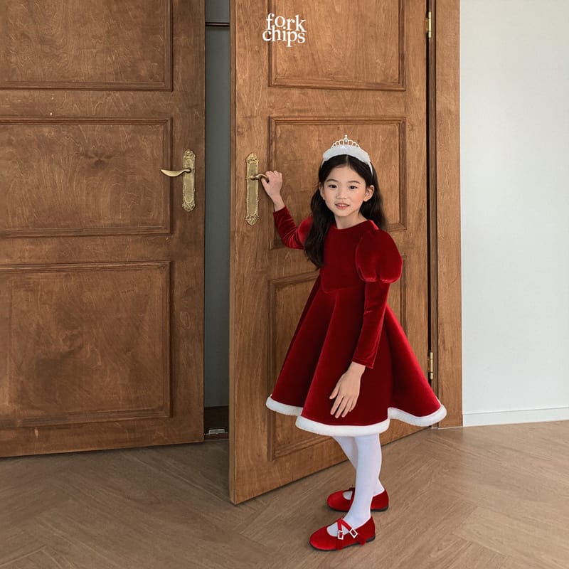 FORK CHIPS - Korean Children Fashion - #Kfashion4kids - Merry White Snow One-piece - 10