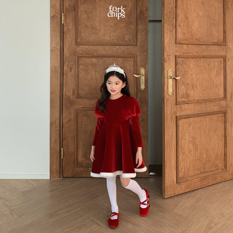 FORK CHIPS - Korean Children Fashion - #Kfashion4kids - Merry White Snow One-piece - 12