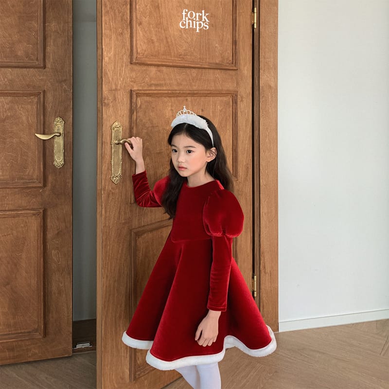 FORK CHIPS - Korean Children Fashion - #Kfashion4kids - Merry White Snow One-piece - 3