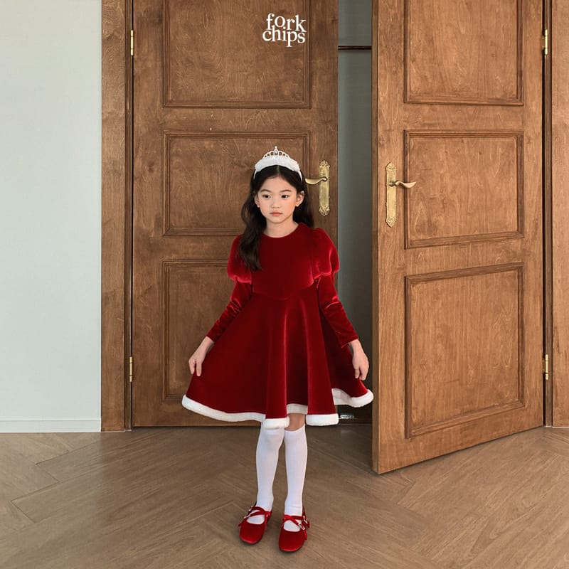 FORK CHIPS - Korean Children Fashion - #Kfashion4kids - Merry White Snow One-piece - 6