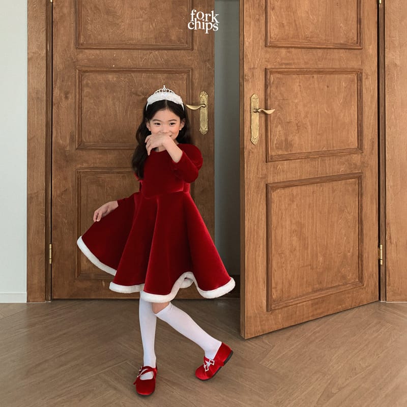 FORK CHIPS - Korean Children Fashion - #Kfashion4kids - Merry White Snow One-piece - 8