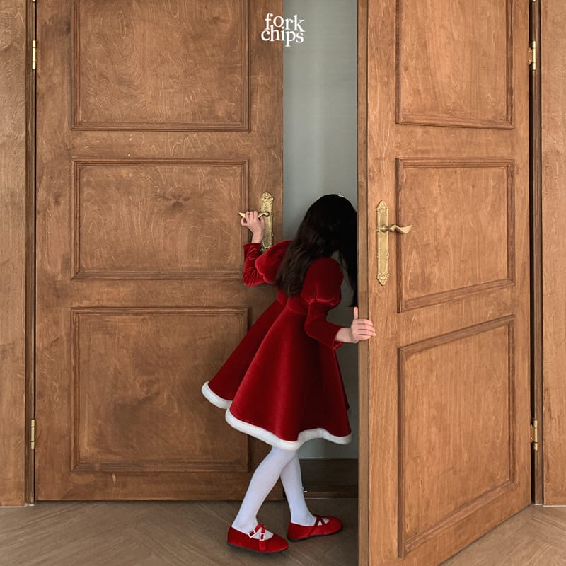 FORK CHIPS - Korean Children Fashion - #Kfashion4kids - Merry White Snow One-piece - 9