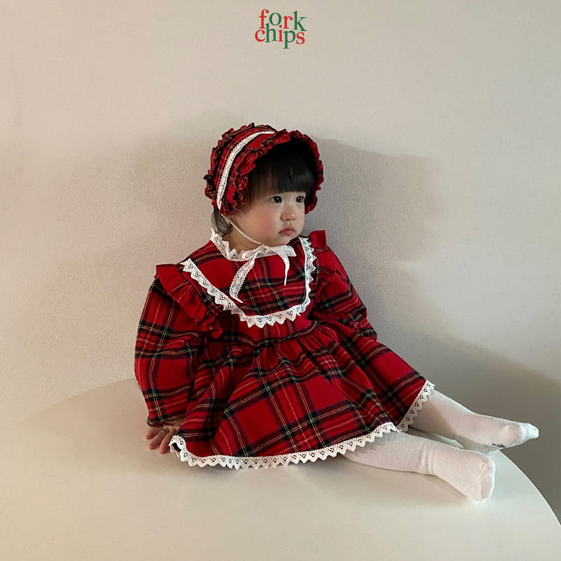 FORK CHIPS - Korean Children Fashion - #Kfashion4kids - Check Gift Bodysuit
