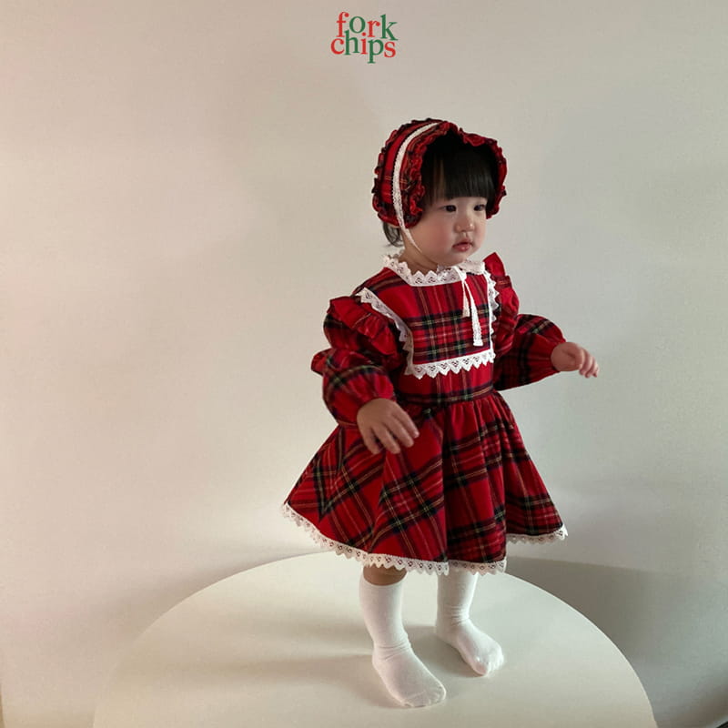 FORK CHIPS - Korean Children Fashion - #Kfashion4kids - Check Gift Bodysuit - 2