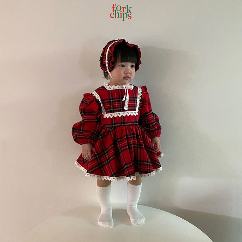 FORK CHIPS - Korean Children Fashion - #Kfashion4kids - Check Gift Bodysuit - 3