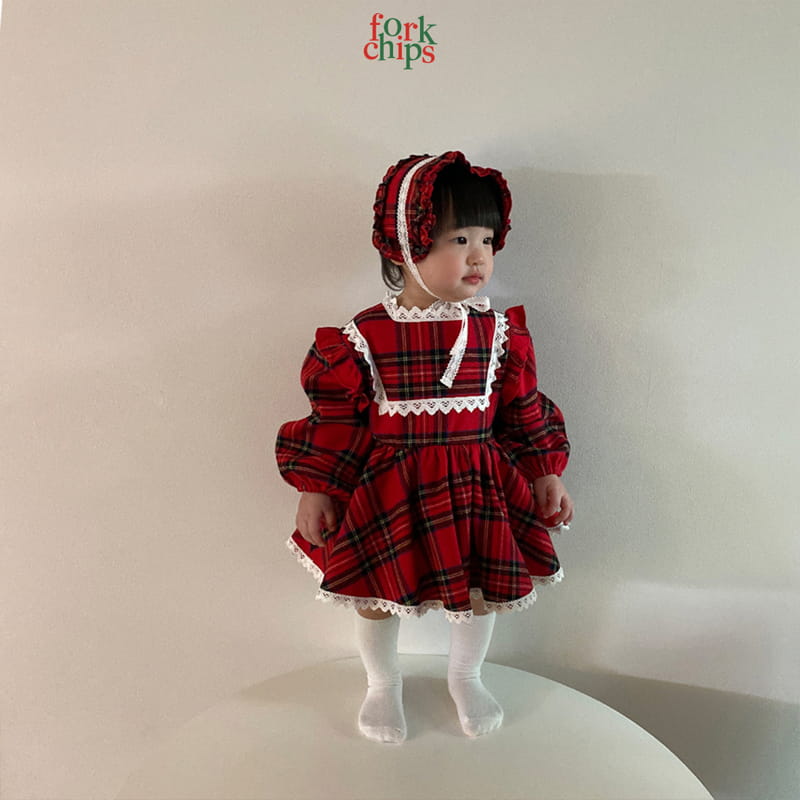 FORK CHIPS - Korean Children Fashion - #Kfashion4kids - Check Gift Bodysuit - 6