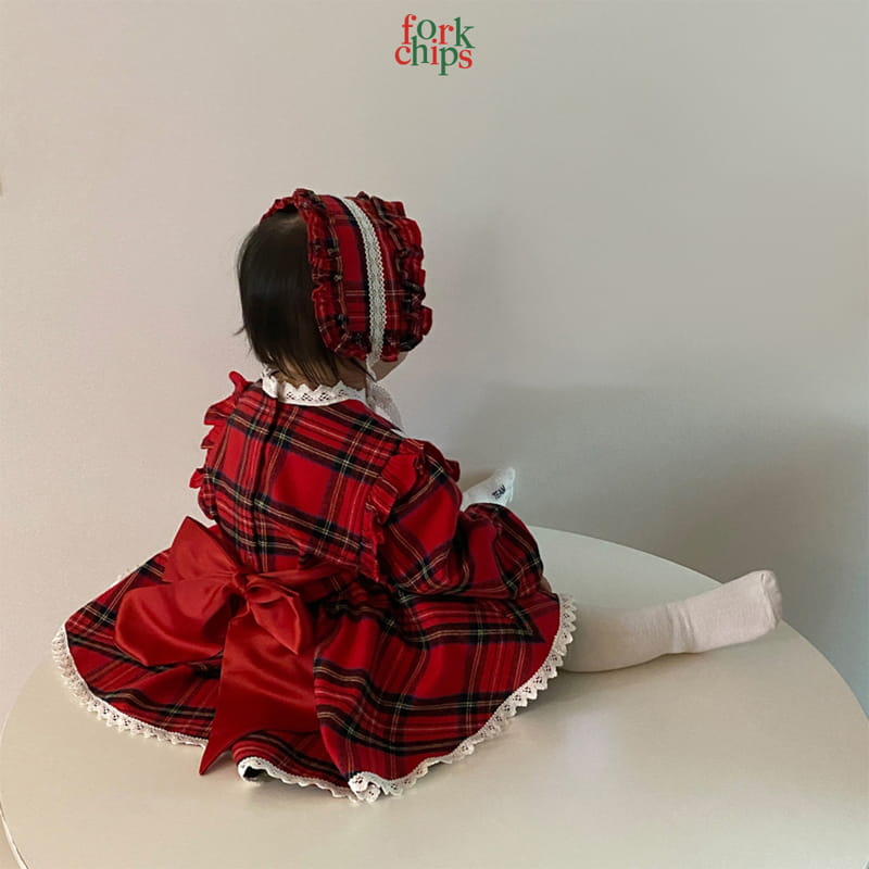 FORK CHIPS - Korean Children Fashion - #Kfashion4kids - Check Gift Bodysuit - 7