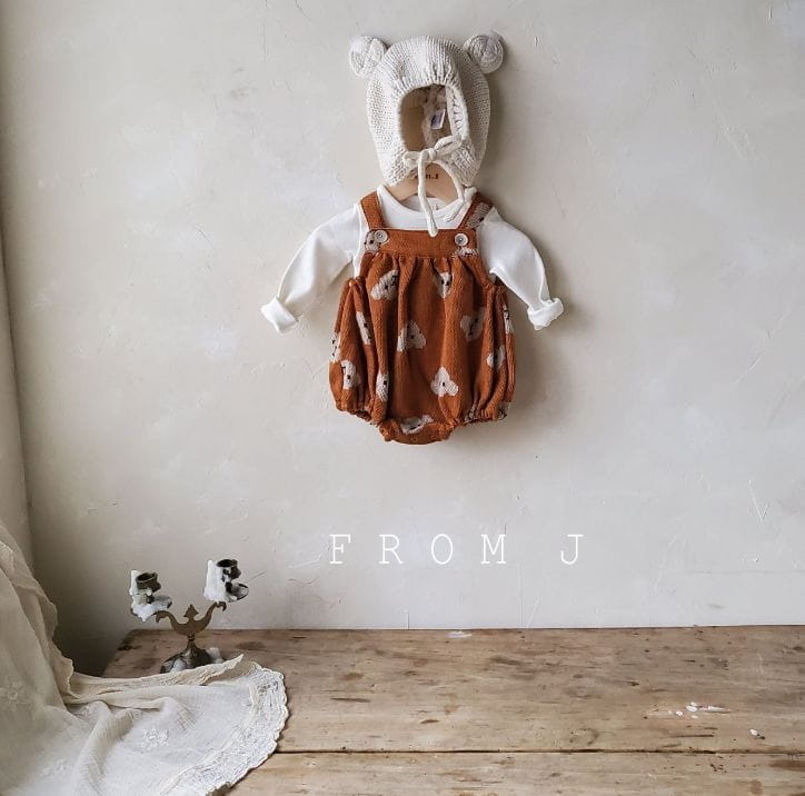 FROM J - Korean Children Fashion - #Kfashion4kids - Bear Bear Dungarees Bodysuit