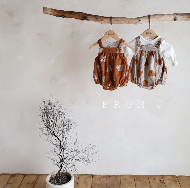 FROM J - Korean Children Fashion - #Kfashion4kids - Bear Bear Dungarees Bodysuit - 12
