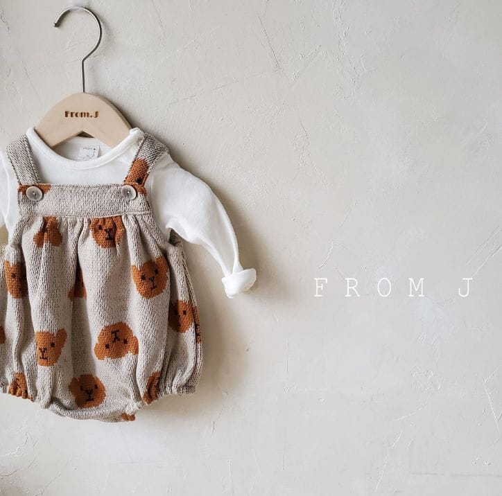 FROM J - Korean Children Fashion - #Kfashion4kids - Bear Bear Dungarees Bodysuit - 4