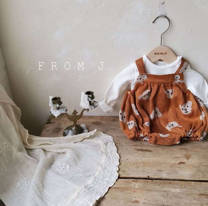 FROM J - Korean Children Fashion - #Kfashion4kids - Bear Bear Dungarees Bodysuit - 6