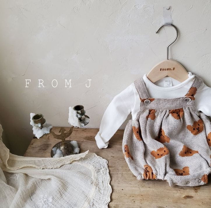 FROM J - Korean Children Fashion - #Kfashion4kids - Bear Bear Dungarees Bodysuit - 9