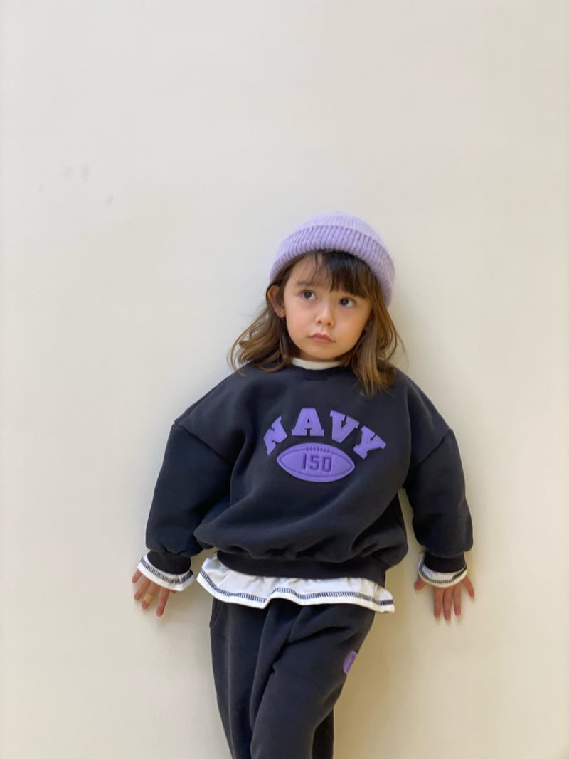 GARDEN - Korean Children Fashion - #Kfashion4kids - Navy Sweatshirt Top Bottom Set - 10