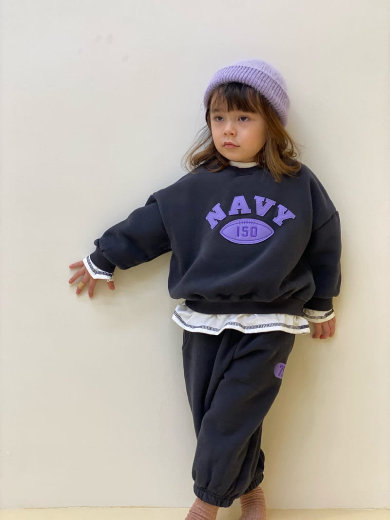 GARDEN - Korean Children Fashion - #Kfashion4kids - Navy Sweatshirt Top Bottom Set - 9