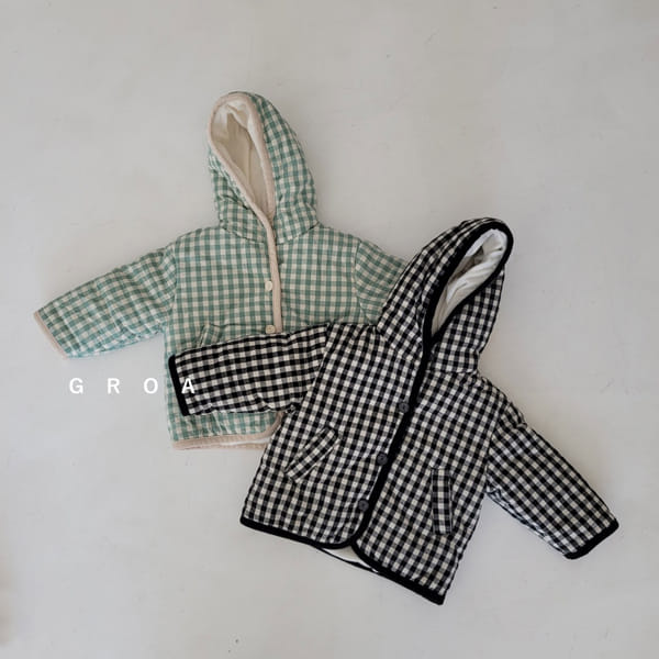 GROA - Korean Children Fashion - #Kfashion4kids - Check Hoody Jumper
