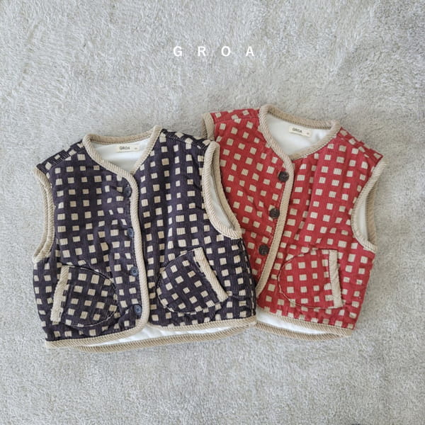 GROA - Korean Children Fashion - #Kfashion4kids - Check Rib Vest
