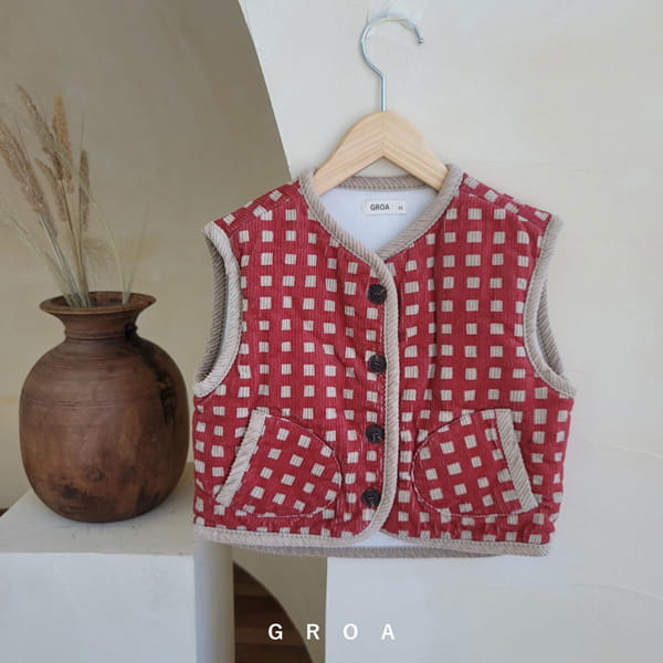GROA - Korean Children Fashion - #Kfashion4kids - Check Rib Vest - 10