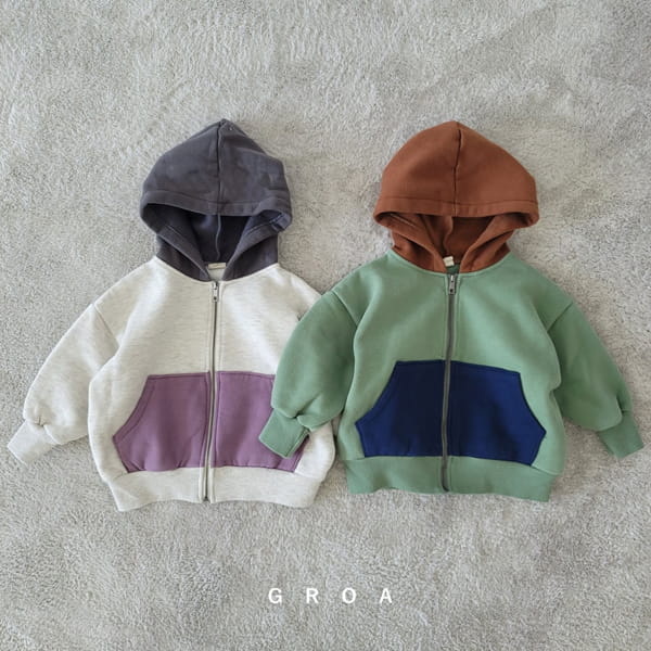 GROA - Korean Children Fashion - #Kfashion4kids - Color Hoody Zip-up - 3