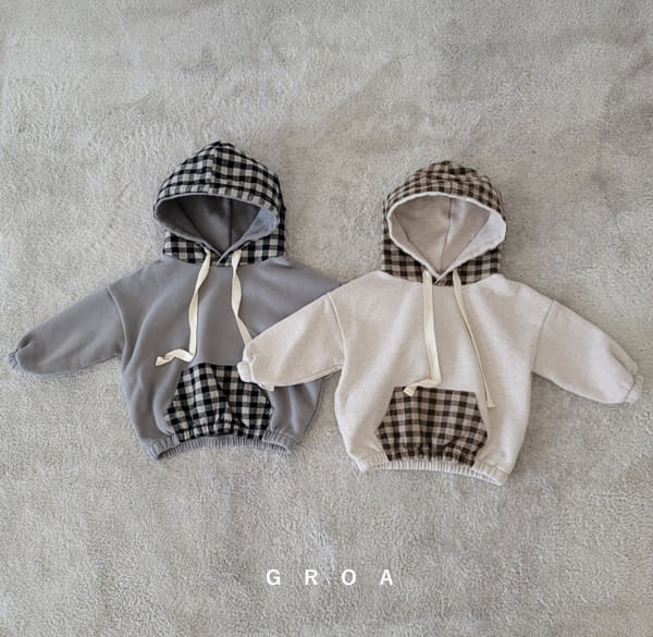 GROA - Korean Children Fashion - #Kfashion4kids - Check Hoody Sweatshirt