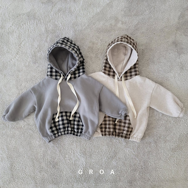 GROA - Korean Children Fashion - #Kfashion4kids - Check Hoody Sweatshirt - 5