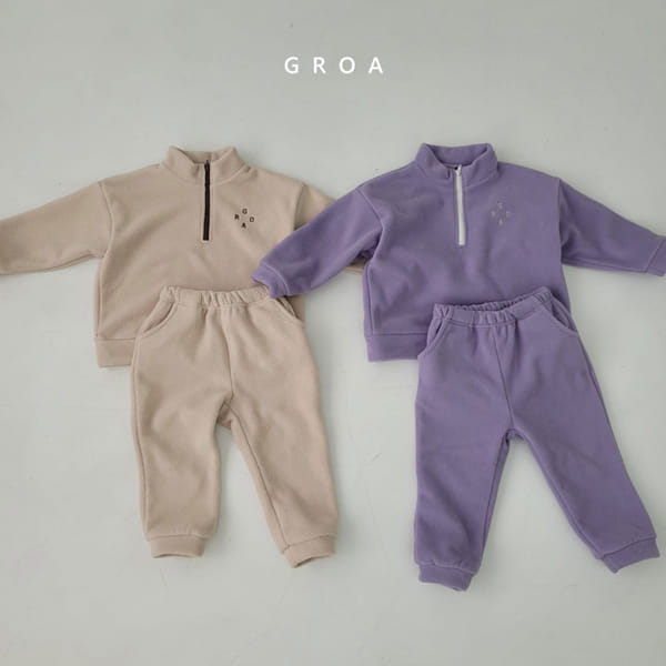 GROA - Korean Children Fashion - #Kfashion4kids - Roa Fleec Top Bottom Set