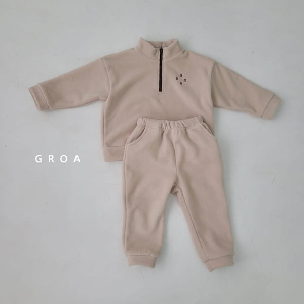 GROA - Korean Children Fashion - #Kfashion4kids - Roa Fleec Top Bottom Set - 2