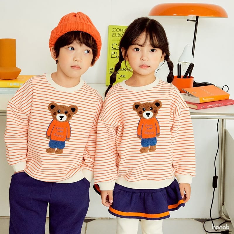 HANAB - Korean Children Fashion - #Kfashion4kids - Orange Bear Top Bottom Set
