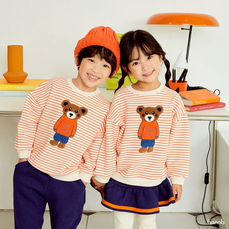 HANAB - Korean Children Fashion - #Kfashion4kids - Orange Bear Top Bottom Set - 2