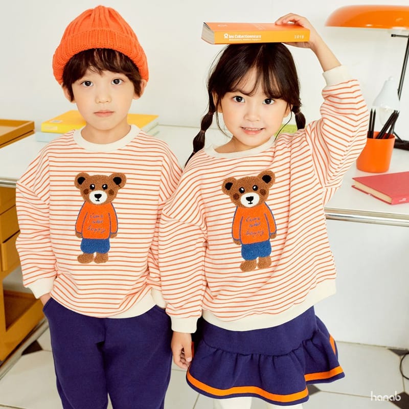 HANAB - Korean Children Fashion - #Kfashion4kids - Orange Bear Top Bottom Set - 3