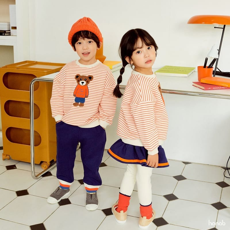 HANAB - Korean Children Fashion - #Kfashion4kids - Orange Bear Top Bottom Set - 6