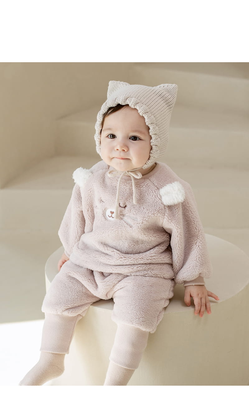 HAPPY PRINCE - Korean Children Fashion - #Kfashion4kids - Ponia Fleece Pink Top Bottom Set