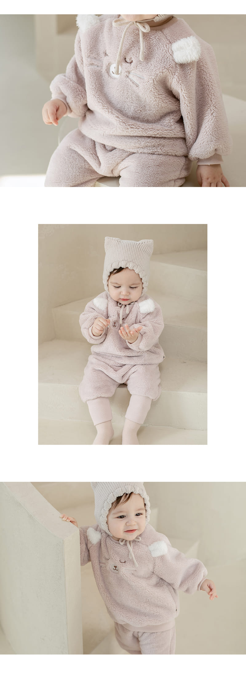 HAPPY PRINCE - Korean Children Fashion - #Kfashion4kids - Ponia Fleece Pink Top Bottom Set - 4