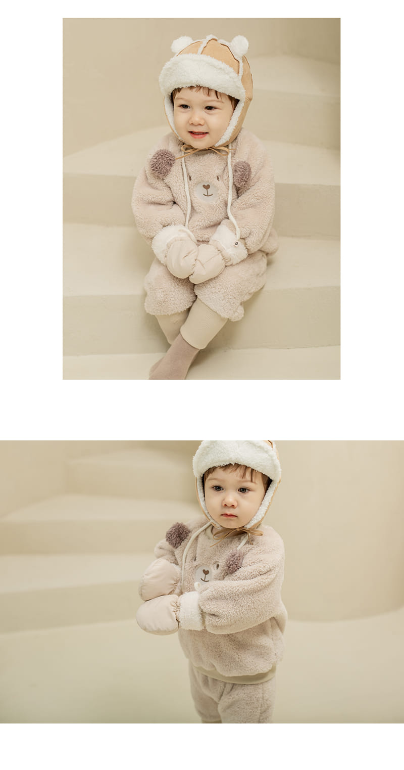 HAPPY PRINCE - Korean Children Fashion - #Kfashion4kids - Ponia Fleece Beige Top Bottom Set - 5