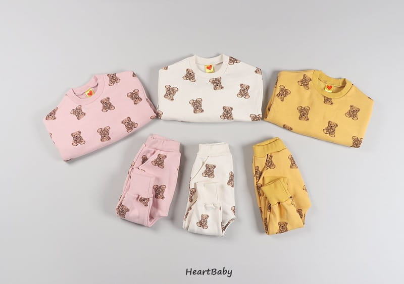 HEARTBABY - Korean Children Fashion - #Kfashion4kids - Bear Top Bottom Set