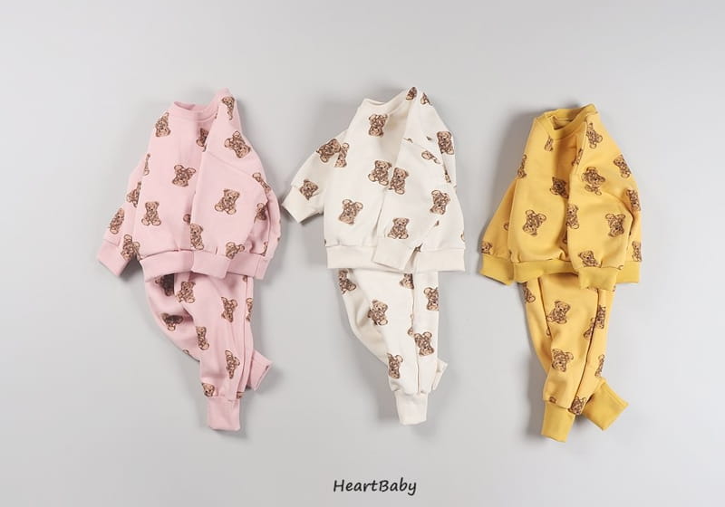 HEARTBABY - Korean Children Fashion - #Kfashion4kids - Bear Top Bottom Set - 3