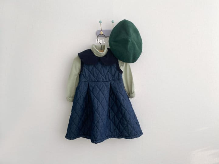 HEI - Korean Children Fashion - #Kfashion4kids - Quilting Denim One-piece - 6