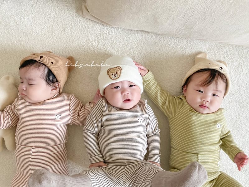 HI BYEBEBE - Korean Children Fashion - #Kfashion4kids - Bear Stripes Half Turtleneck Easywear