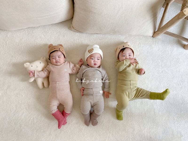 HI BYEBEBE - Korean Children Fashion - #Kfashion4kids - Bear Stripes Half Turtleneck Easywear - 2