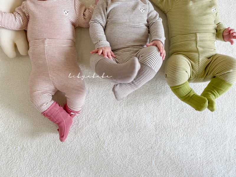 HI BYEBEBE - Korean Children Fashion - #Kfashion4kids - Bear Stripes Half Turtleneck Easywear - 9