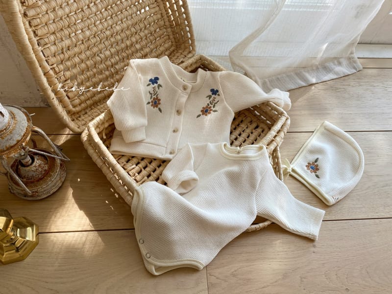 HI BYEBEBE - Korean Children Fashion - #Kfashion4kids - Floral Knit Cardigan Bodysuit Set - 11